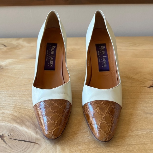 SOLD RALPH LAUREN PURPLE LABEL PUMPS 6B LEATHER CROC CLASSIC CAREER DESIGNER - Picture 3 of 11